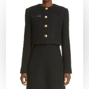 ST JOHNWool Blend Bouclé Crop Jacket In Black - NWT (removed) size 2